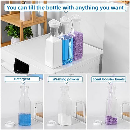 Laundry Detergent Dispenser,54oz Fabric Softener Dispenser,Plastic Liquid Laundry Detergent Container,Laundry Detergent Organizer for Laundry Room Organization with 4 Labels,3 Pack,White
