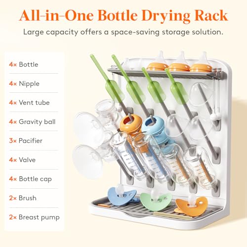 Lifewit 15-Hooks Baby Bottle Drying Rack for Countertop | Vertical Bottle Storage Organizer, Stand-Up Dryer Holder for Pacifiers, Pump Parts, Baby Stuff, Newborn Essentials Must Haves