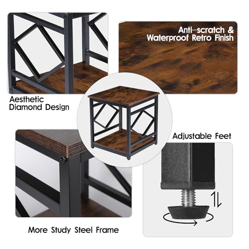 HODGSON Mini Fridge Stand Table with Large Capacity Storage, 18” Rustic Industrial End Table Side Table with 2-Tier for Beverage, Refrigerator, Dorm, Apartment,Office, Bedroom Corner