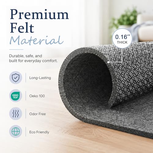 5x7 Non Slip Rug Pad Gripper Cushioned Carpet Pads | Ideas for Hardwood Floors, Thick Felt Liner with Silicone Backing, Under Area Rugs Anti Skid Mat Keep Rugs in Place and Safe