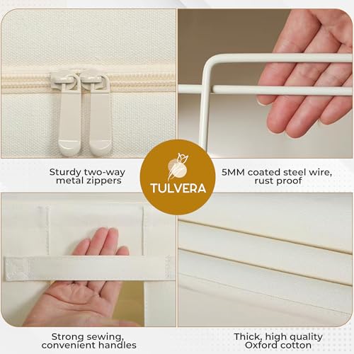 66L Large Cashmere Sweater Storage Bag with Steel Frame | Natural Red Cedar Protection | Foldable Closet Organizer with Oxford Fabric, Mesh Windows | Premium Garment Box for Wool, Winter Coat, Clothes