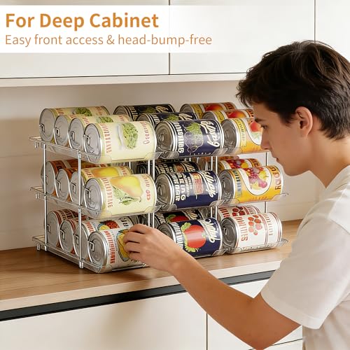 Can Organizer for Pantry, 36 Cans Stackable Rollin... (clear | Acrylic)