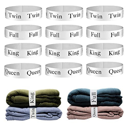 12pcs Bed Sheet Organizers and Storage Bands | for Closet Organization Linen Labels King Twin Full Queen Bedding Bands Elastic Sheet Straps