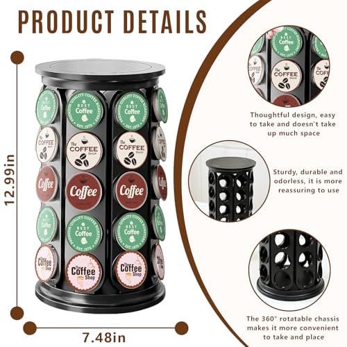 K Cup Holder, Coffee Pod Storage Carousel Holder Organizer Compatible with 40 Keurig K-Cup Pods, Home or Office Kitchen Counter Organizer