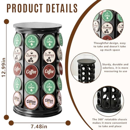 K Cup Holder, Coffee Pod Storage Carousel Holder Organizer Compatible with 40 Keurig K-Cup Pods, Home or Office Kitchen Counter Organizer