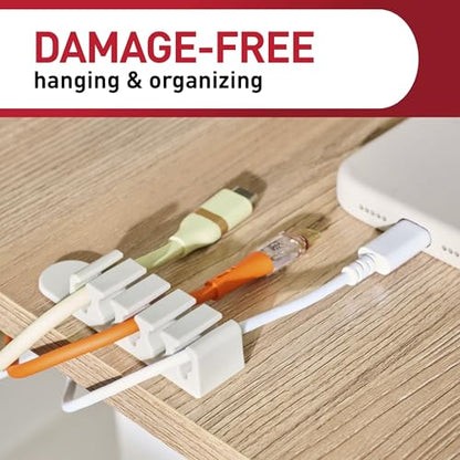 Command 5-Cord Clip Organizer, 4 Clips, 8 Medium Strips | Command Strips Cord Organizer, keeps Cables Out of Sight, Damage Free Hanging, No Tools, Removes Cleanly