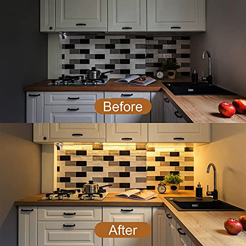 3PCS x 12inch Under-Counter Light Fixtures, LED Cabinet Lights with Memory Function, Warm White 3000K Desk Lighting, Slim Under Cupboard Lighting for Kitchen, Desk, Shelf
