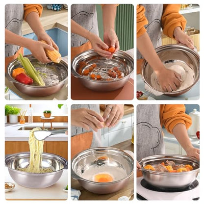 Stainless Steel Colander for Kitchen, 2.5QT Rice Washer Strainer with Mixing Bowl, Colander Bowl Set with Microporous for Washing Rice, Pasta, Spaghetti, Fruits, Dishwasher Safe(2PC)