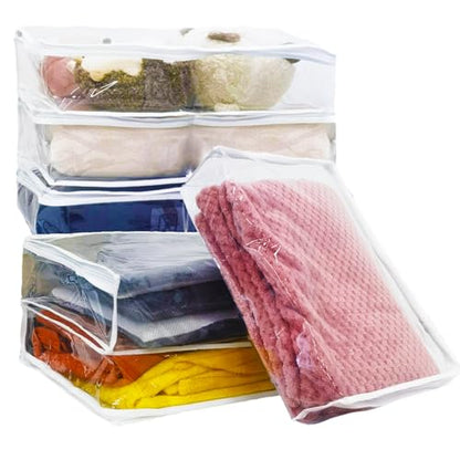 6Pcs Comforter Bag Blanket Storage Bag, Plastic Zipper Bags for Clothes | 16*12*4inch