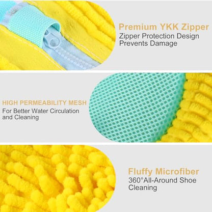 2 Pack Shoe Washing Machine Bag, Laundry Shoe Bag for Washer and Dryer, Reusable Shoe Cleaning Bag for Sneakers and All Shoes Types with Self-Locking Zipper (Yellow)