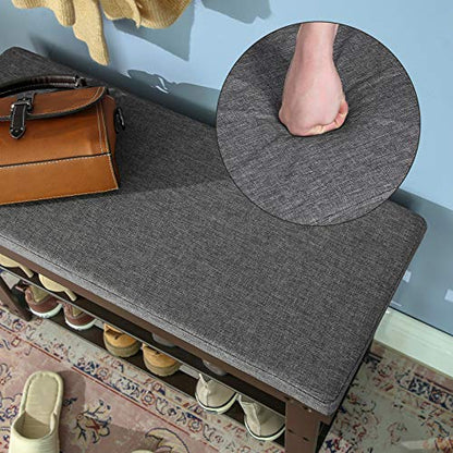 SONGMICS Bamboo Shoe Bench, 3-Tier Shoe Rack Organizer for Entryway, Living Room, Bench Seat Holds Up to 300 lb, 11.9 x 28.3 x 19.2 Inches, Rustic Walnut and Slate Gray ULBS604CG