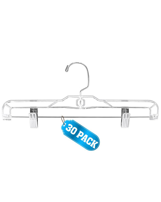 Pants-Hangers-with-Clips-30-Pack, 14 Inch Clear-Pl...