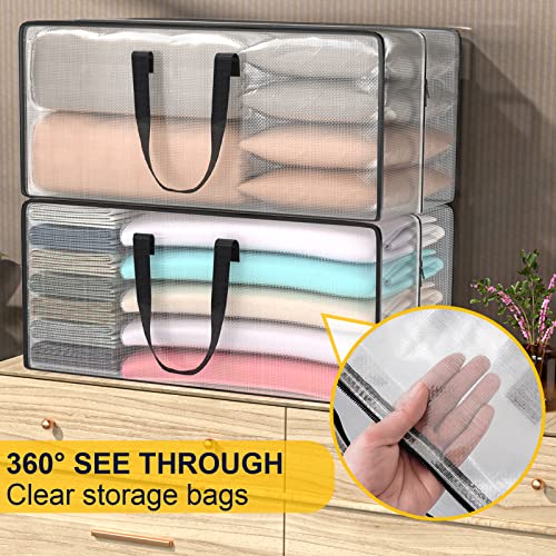 Clear Storage Bags with Zipper, Large Moving Bags... (2 Count | Clear)