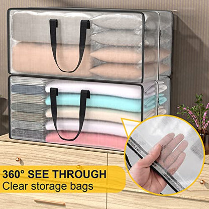 Clear Storage Bags with Zipper, Large Moving Bags... (2 Count | Clear)