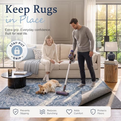 5x7 Non Slip Rug Pad Gripper Cushioned Carpet Pads | Ideas for Hardwood Floors, Thick Felt Liner with Silicone Backing, Under Area Rugs Anti Skid Mat Keep Rugs in Place and Safe