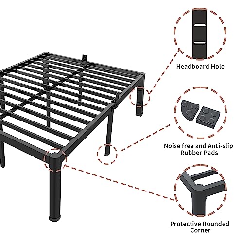 18 Inch Queen Bed Frame with Rounded Corner & 4 Mattress Baffles