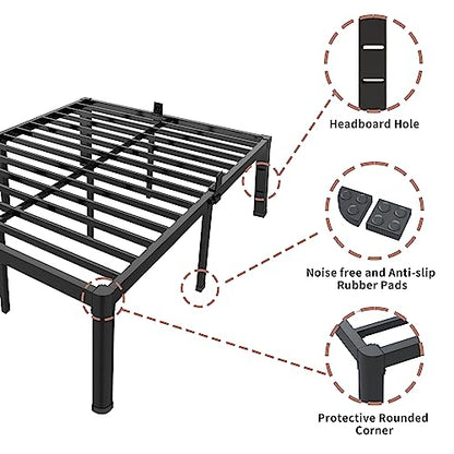 18 Inch Queen Bed Frame with Rounded Corner & 4 Mattress Baffles