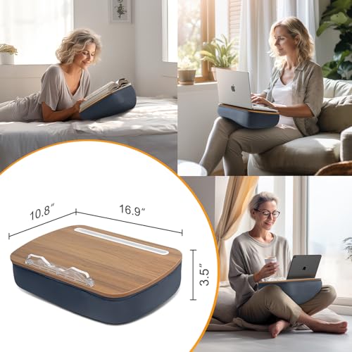 Lap Beanbag Book Stand for Hands Free Reading Comf... (Muted Gray | Wood)