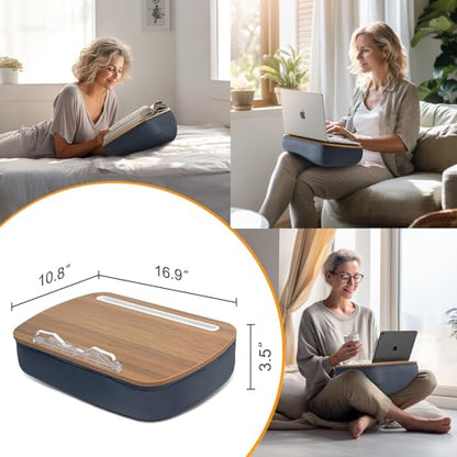 Lap Beanbag Book Stand for Hands Free Reading Comf... (Muted Gray | Wood)