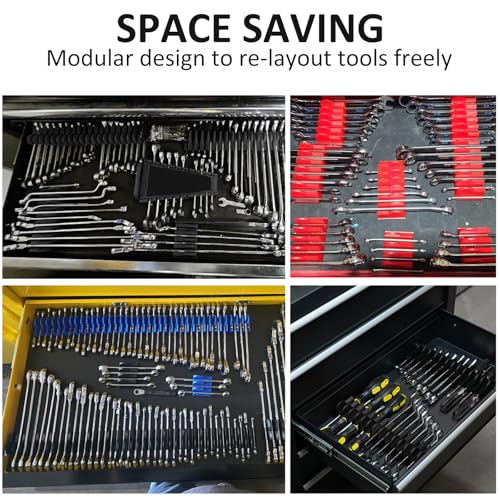 DEHOYI 48 pcs Premium MAGNETIC Modular Wrench Organizer System- Wrench Rack with Metric&SAE Labels, Tool Storage Holder. Gift for mechanics (Black)