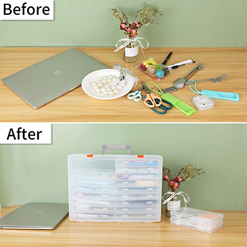 Photo Storage Box 4x6, 18 Inner Extra Large Organizer Acid-Free Photo Keeper Storage Case, Plastic Craft Storage Box for Stickers Stamps Seeds (Clear, 18 Boxes)