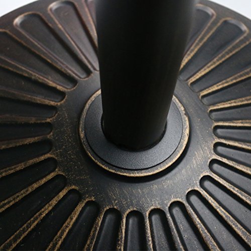 Sunnyglade 18" 30.2-lb Heavy Duty Round Patio Umbrella Base Antiqued Bronze | 30.2-Lb Resin Umbrella Base Keeps Patio Umbrellas Steady with An Elegant Bronze Finish, and 1.38"-1.8" Pole Fit