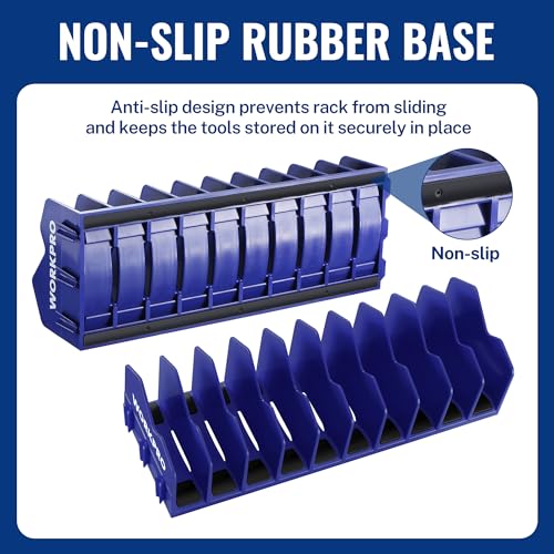 WORKPRO 2-Pack Plier Organizer Rack, 20-Slot Tool Organizer and Storage | Large Capacity Plier Holder, Non-Slip Rubber Base, High-Strength Plastic, Extendable Tool Box Organizer, Pliers Not Included