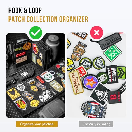 ONETIGRIS Patch Display Board, Foldable Tactical Patches Panel Organizer | Hook & loop holder for morale, flag & military patch collection. Portable booklet panel. No patches included