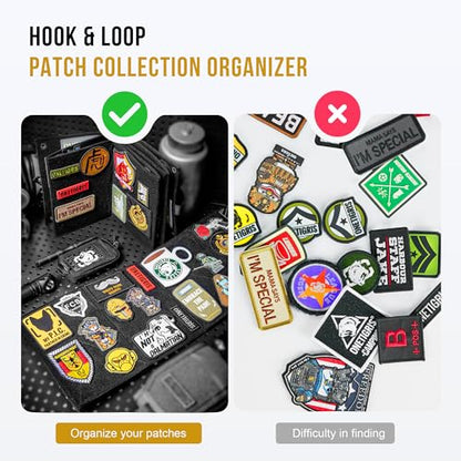 ONETIGRIS Patch Display Board, Foldable Tactical Patches Panel Organizer | Hook & loop holder for morale, flag & military patch collection. Portable booklet panel. No patches included