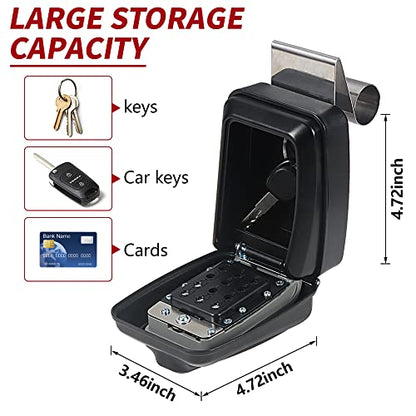 Car Window Punch Button Lock Box, Black Portable Car Key Lock Box, Sturdy Waterproof Large Capacity Lock Box for Turo, Ride Share, GetAround Anti-Theft Devices for Vehicles