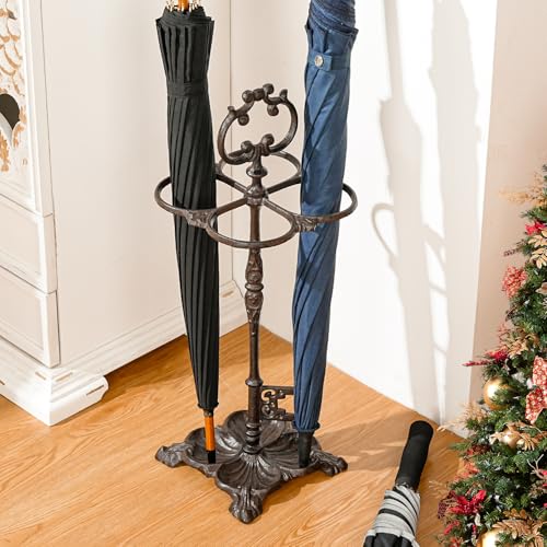 Sungmor Vintage Cast Iron Umbrella Stand - 23.7 Inches Tall | Heavy Duty Decorative Umbrella Holder for Entryway, Hallway & Office, Rustic Farmhouse Freestanding Metal Stand