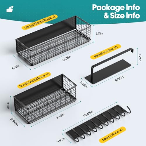 4 Pack Heavy-Duty Magnetic Shelves for Washing Machine | Magnetic Laundry Organizer, Spice Rack for Refrigerator, Space Saving Magnetic Basket