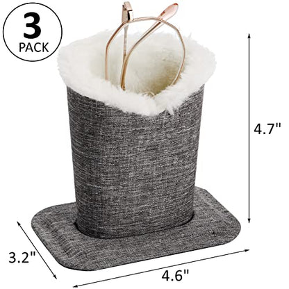 ZOOFOX 3 Pack Plush Lined Eyeglass Holder, Fabric Glasses Stand for Desks, Nightstands