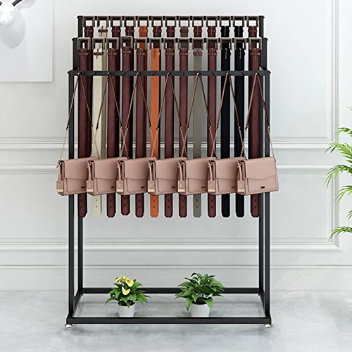 Floor Mounted Metal Belt Hanger Scarf Rack for Retail (100X40X150CM) | Men Closet Display Stand Ties Shawls Purse Shelf Painted Surface Stable Frame Multi-purpose Non-slip MovableStorage Rack