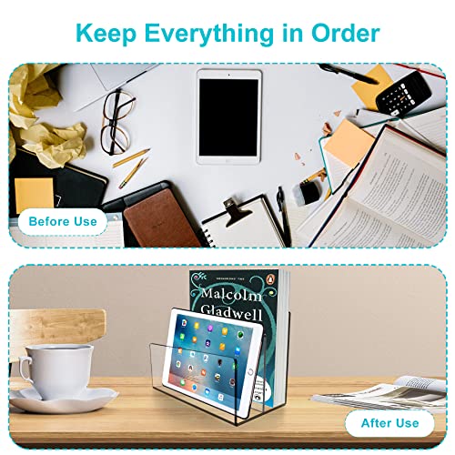 Boloyo Acrylic File Holder,1PC 2 Sections Clear File Organizer Mail Letter Sorter Desktop Folder Holder for Home Office School Envelope Bill Filling Paper Document