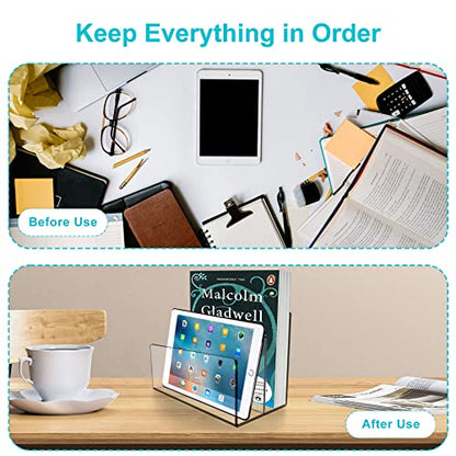 Boloyo Acrylic File Holder,1PC 2 Sections Clear File Organizer Mail Letter Sorter Desktop Folder Holder for Home Office School Envelope Bill Filling Paper Document