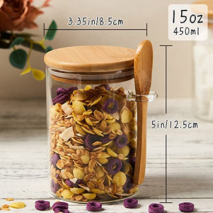 15 oz Glass Sugar Container, 2 Pack Coffee Container, Glass Jars with Lids