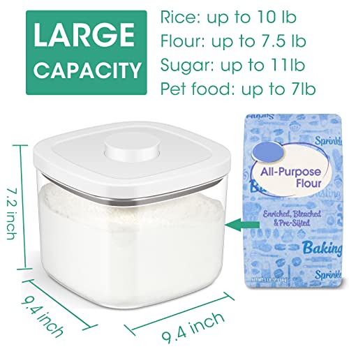 Airtight Rice Container 10 Lbs, Clear Plastic Food Storage Container Bin For Flour Sugar, Dry Food Holder with Easy Locking Lid for Kitchen Pantry Organization and Storage