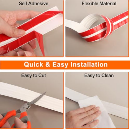 Elvone Wall Corner Protector Molding Trim, 1.6 in x 20 ft, White | Edge Guard, Peel and Stick Flexible Trim Molding for Inside & Outside Corners, Wall, Countertop