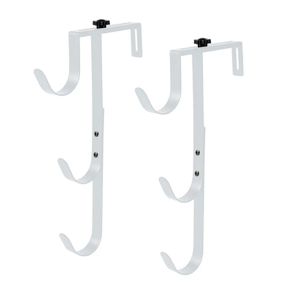 2Pcs White Pool Pole Hangers, Adjustable Heavy Duty Swimming Pool Fence Hooks for Pool Equipment, Skimmers, Leaf Rakes, Nets, Brushes, Vacuum Hose, Garden Tool Organizer