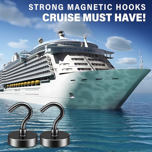 FINDMAG Magnetic Hooks for Cruise Cabins, 20 Pack 50LB+ Black Magnet Hooks | Strong Neodymium Magnets with Hooks for Hanging, Locker, Grill, Fridge, Classroom, Kitchen, Cruise Essentials 2026