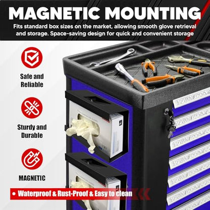 C&T Magnetic Glove Box Holder, Tissue Dispenser, Holds Boxes of Gloves, Towels, Wipes and Tissues,Suitable for Wall mounting, toolboxes, garages, workshops, Offices and Kitchens