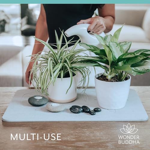 Wonder Buddah Diatomaceous Earth Bath Mat, Lotus | Quick-dry, antimicrobial, non-slip backing pad, millions of micro-pores, 5.9 lb, sanding tool incl.
