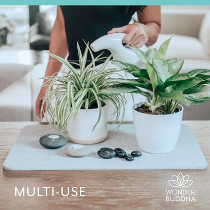 Wonder Buddah Diatomaceous Earth Bath Mat, Lotus | Quick-dry, antimicrobial, non-slip backing pad, millions of micro-pores, 5.9 lb, sanding tool incl.
