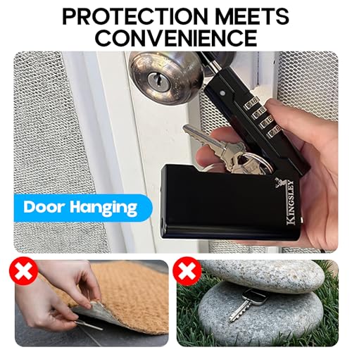 Kingsley Guard-a-Key Black Realtor's Lockbox Portable Resettable Hanging Key Safe Combination Lock Box for House Keys, Realtors, Vacation Rentals, Black