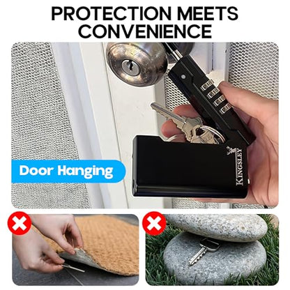 Kingsley Guard-a-Key Black Realtor's Lockbox Portable Resettable Hanging Key Safe Combination Lock Box for House Keys, Realtors, Vacation Rentals, Black