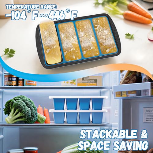 GORCI Silicone Soup Freezer Trays with Lids - 3 Pack, ½ cup, 1 cup, and 2 cup - Perfect Portion Control for Broth, Sauce & Meal Prep ，100% Platinum Silicone BPA-Free, Flexible, Dishwasher Safe