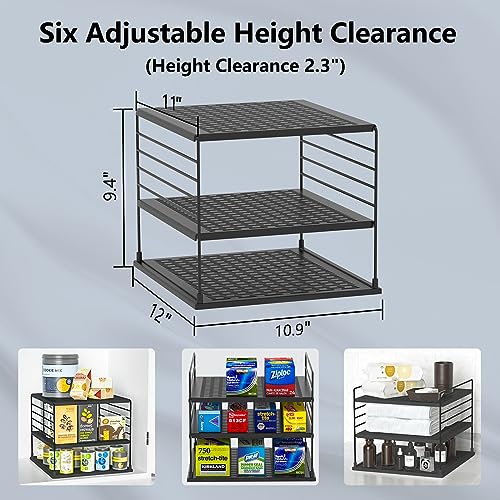 Upgraded Cabinet Organizers and Storage -Divided Compartment Holder for Plastic Bag, Wrap, Foil, Snack and Box for Kitchen and Pantry Organization and Storage, Kitchen Organization(Black)
