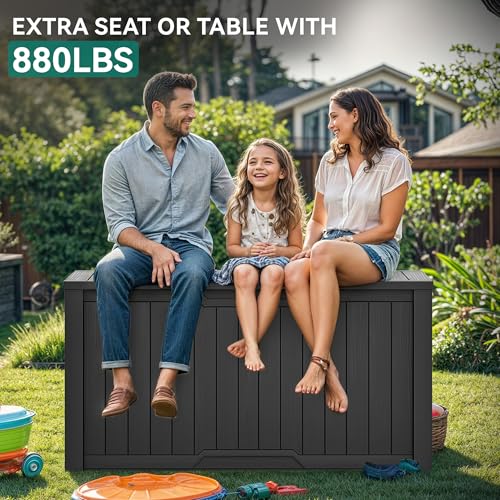 YITAHOME XXL 230 Gallon Large Outdoor Storage Deck Box for Patio Furniture | Outdoor Cushions, Garden Tools and Sports/ Pools Equipment, Weather Resistant Resin, Lockable (Black)