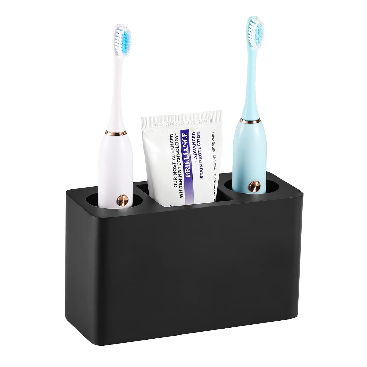 Luxspire Toothbrush Holder, Resin, 3 Slots, Black | Electric Toothbrush Holder, Toothbrush and Toothpaste Holder, Bathroom Countertop Storage, Bathroom Accessories